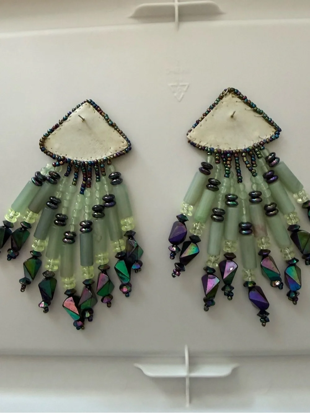 Multicolored dangling “peacock” Earrings